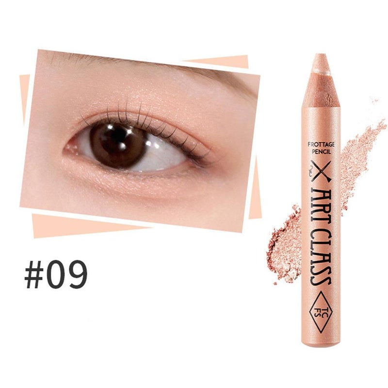 Multi-functional 3D highlighting eyeshadow stick for under-eye bags, perfect for beginners to brighten their eyeshadow and create a shimmery champagne eye makeup look.